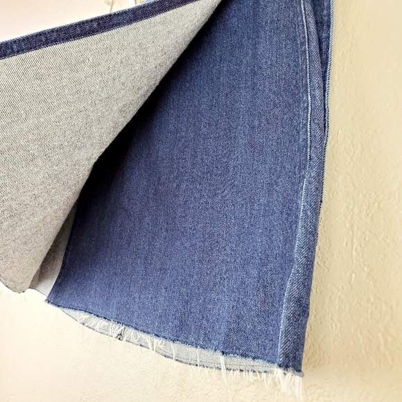 Madewell Denim Distressed Raw Frayed Hem Belt Loop Mini Wrap Skirt 0 NWT - Picture 11 of 16